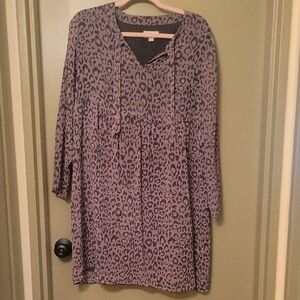 LOFT Purple Leopard Print Midi Dress